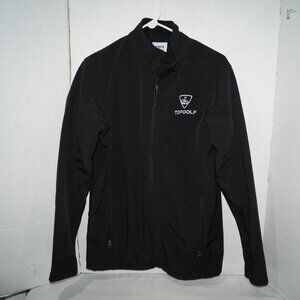 TopGolf Jacket Mens M Black Windbreaker Fleece Lined Full Zip Pockets Collared